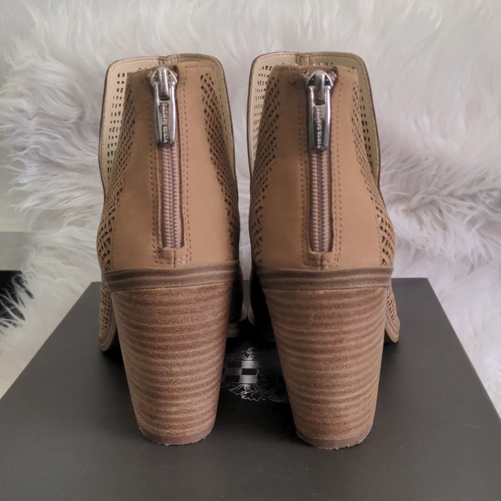 Vince Camuto Gibbela Woven Leather Booties in Tortilla Taupe